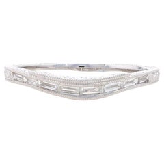 Alliance contour en or blanc 18 carats baguette.20 carats avec diamants, taille 6 1/2