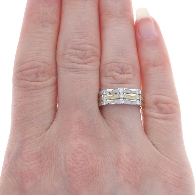 Round Cut White Gold Diamond Contoured Band - 14k Round Brilliant .36ctw Ring For Sale