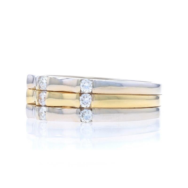 White Gold Diamond Contoured Band - 14k Round Brilliant .36ctw Ring In Excellent Condition For Sale In Greensboro, NC