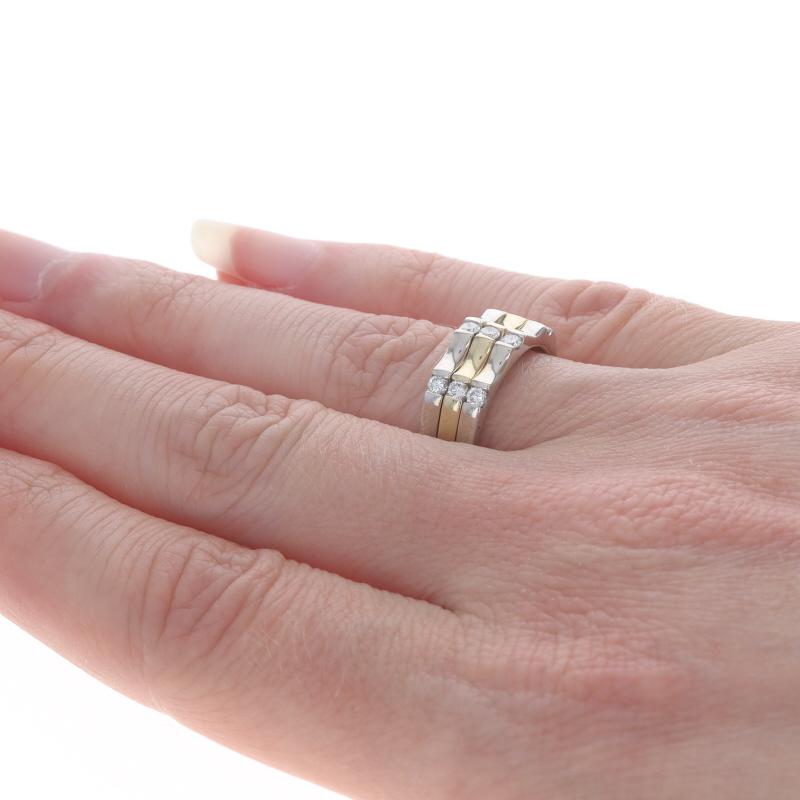 Women's White Gold Diamond Contoured Band - 14k Round Brilliant .36ctw Ring For Sale