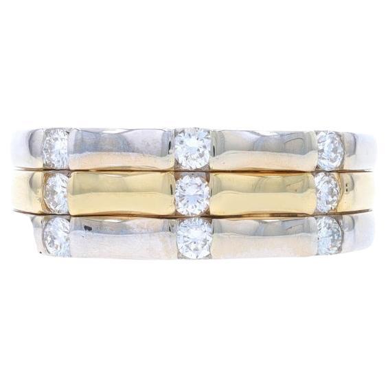 White Gold Diamond Contoured Band - 14k Round Brilliant .36ctw Ring