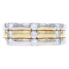 White Gold Diamond Contoured Band - 14k Round Brilliant .36ctw Ring