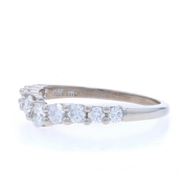 White Gold Diamond Contoured Enhancer Wedding Band - 14k Round .50ctw Guard Ring In Excellent Condition In Greensboro, NC