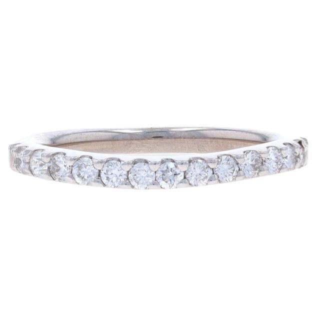 Alianza de oro blanco con contorno de diamante - 14k Anillo redondo de .26ctw Euro Shank