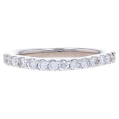 Alianza de oro blanco con contorno de diamante - 14k Anillo redondo de .26ctw Euro Shank