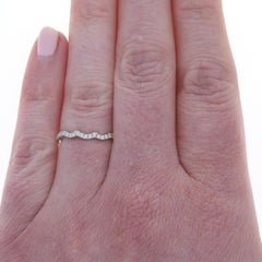 White Gold Diamond Contoured Wedding Band -14k Round Brilliant .18ctw Guard Ring