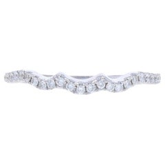 Alianza de oro blanco con contorno de diamante -14k Anillo de guardia redondo brillante .18ctw
