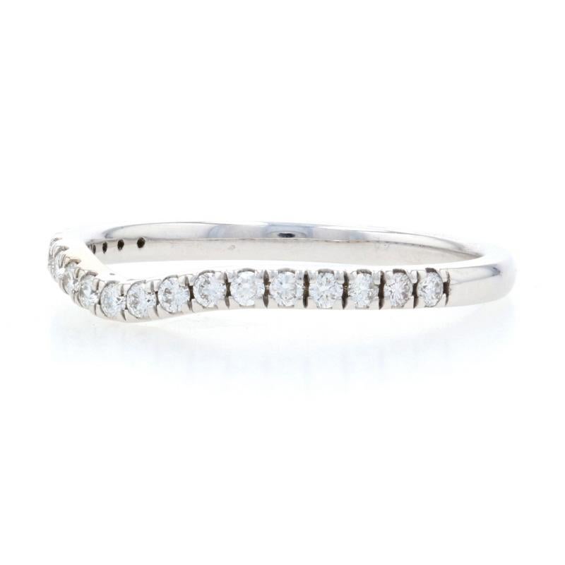 For Sale:  White Gold Diamond Contoured Wedding Band, 14k Round Cut .20ctw Enhancer Ring 3