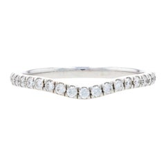 White Gold Diamond Contoured Wedding Band, 14k Round Cut .20ctw Enhancer Ring