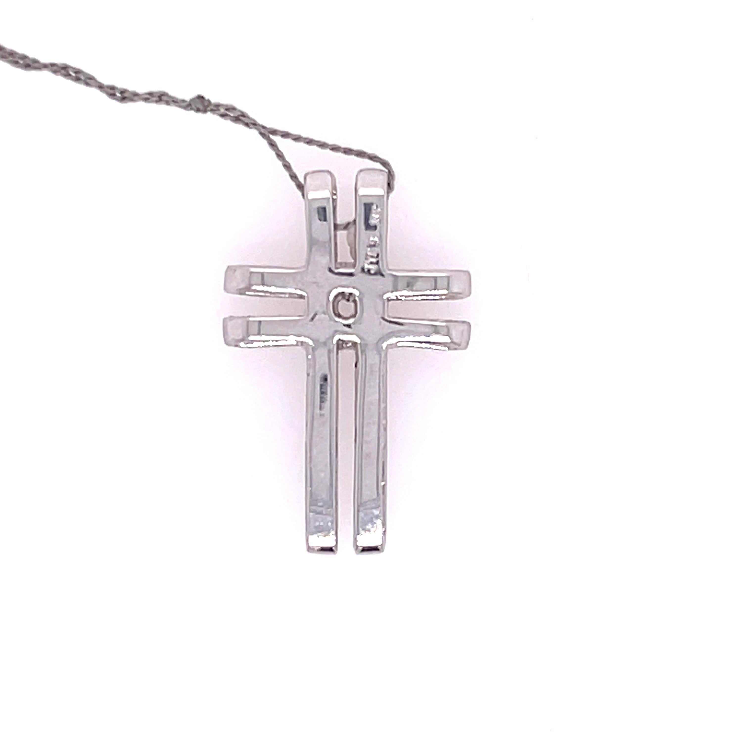 Modern White Gold Diamond Cross Pendant, '0.16ctw' For Sale