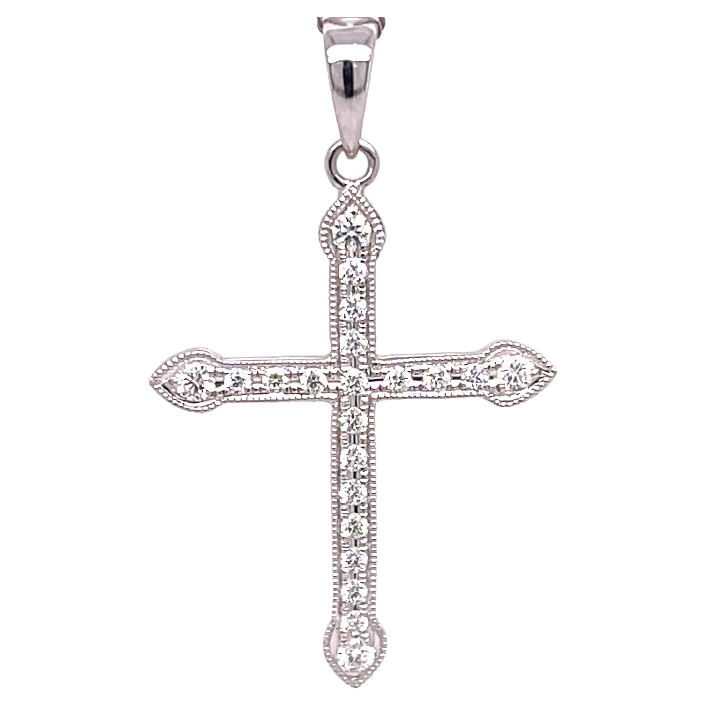 White Gold Diamond Cross Pendant, '0.27ctw'