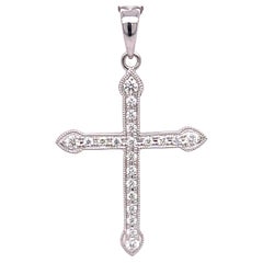 White Gold Diamond Cross Pendant, '0.27ctw'