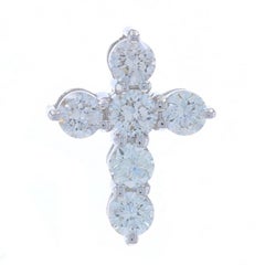 White Gold Diamond Cross Pendant 14k Round Brilliant .46ctw Faith