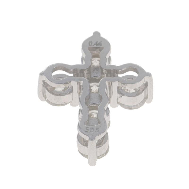 Weißgold Diamant Kreuz Anhänger 14k Runde Brillant .46ctw Faith Damen im Angebot
