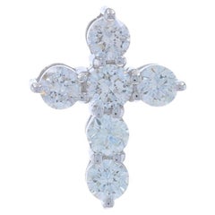 Weißgold Diamant Kreuz Anhänger 14k Runde Brillant .46ctw Faith