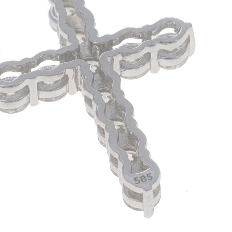 Weißgold Diamant Kreuz Anhänger 14k Runde Brillant .83ctw Faith Damen im Angebot