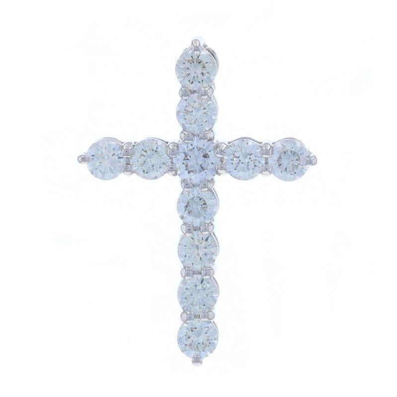 Weißgold Diamant Kreuz Anhänger 14k Runde Brillant .83ctw Faith