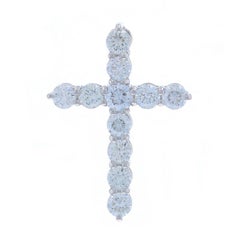 White Gold Diamond Cross Pendant 14k Round Brilliant .83ctw Faith