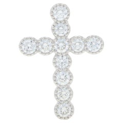Ciondolo a croce con diamante in oro bianco - 18k Brilliante rotondo 0,62ctw Fede