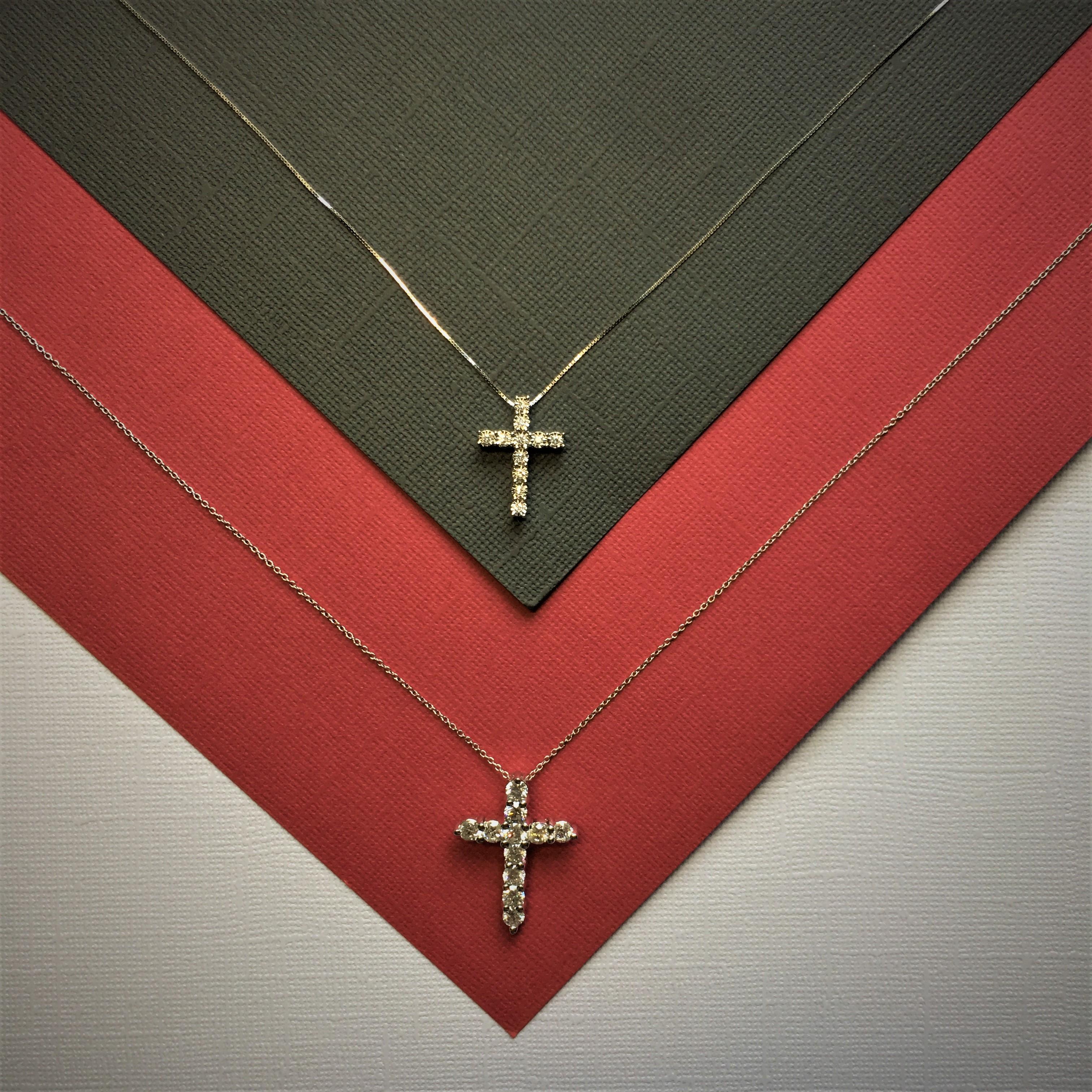 white gold cross pendant with diamonds