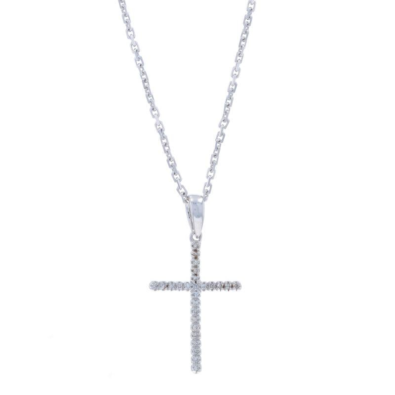 Metal Content: 10k White Gold

Stone Information

Natural Diamonds
Carat(s): .10ctw
Cut: Single
Color: H - I
Clarity: VS1 - VS2

Total Carats: .10ctw

Chain Style: Diamond Cut Cable
Necklace Style: Chain
Fastening Type: Lobster Claw Clasp
Theme: