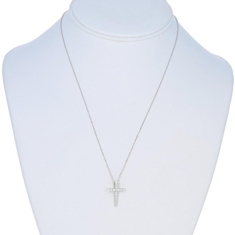 Collar Cruz Diamante Oro Blanco 14k Redondo .33ctw Faith Ajustable en Nuevo estado para la venta en Greensboro, NC