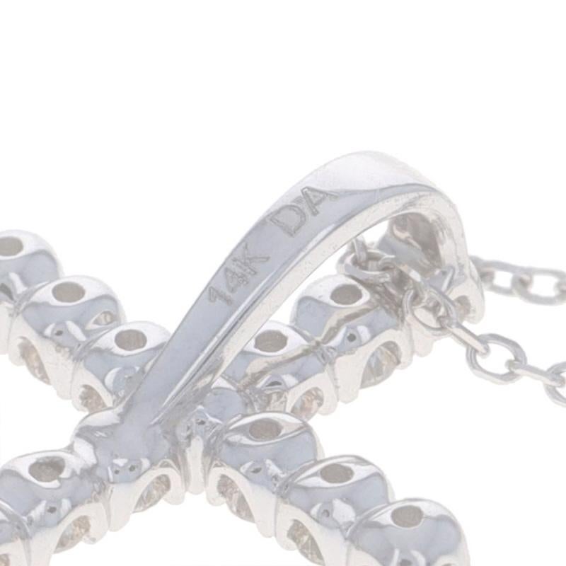 Collar Cruz Diamante Oro Blanco 14k Redondo .33ctw Faith Ajustable en venta 2