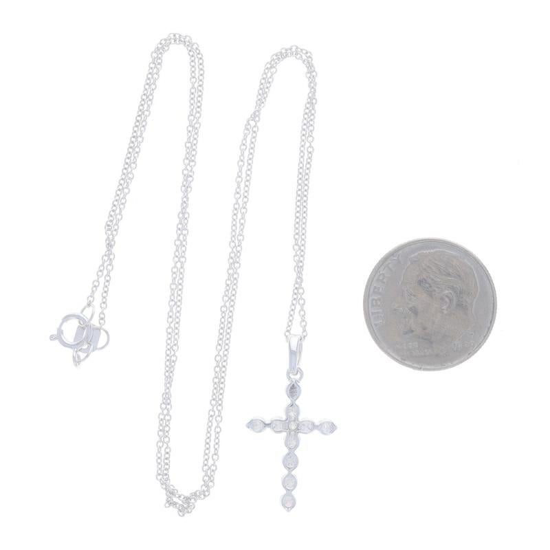 White Gold Diamond Cross Pendant Necklace 18