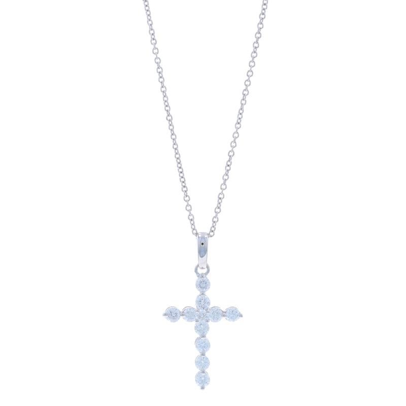 White Gold Diamond Cross Pendant Necklace 18