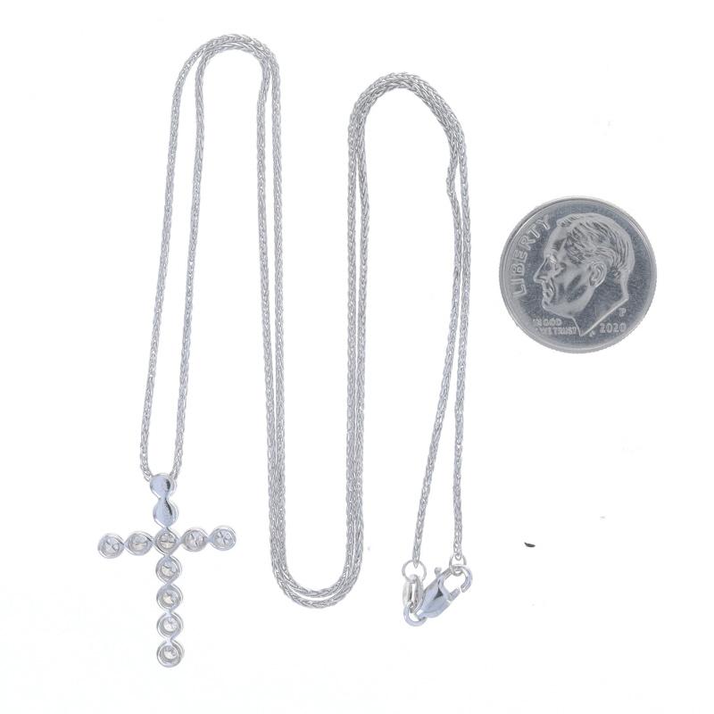 Round Cut White Gold Diamond Cross Pendant Necklace 20