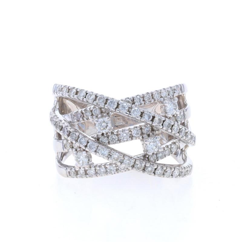 Size: 6
Sizing Fee: Up 1 size for $50 or Down 1/2 a size for $40

Metal Content: 14k White Gold

Stone Information

Natural Diamonds
Carat(s): 1.00ctw
Cut: Round Brilliant
Color: G - H
Clarity: SI2 - I1

Total Carats: 1.00ctw

Style: Crossover