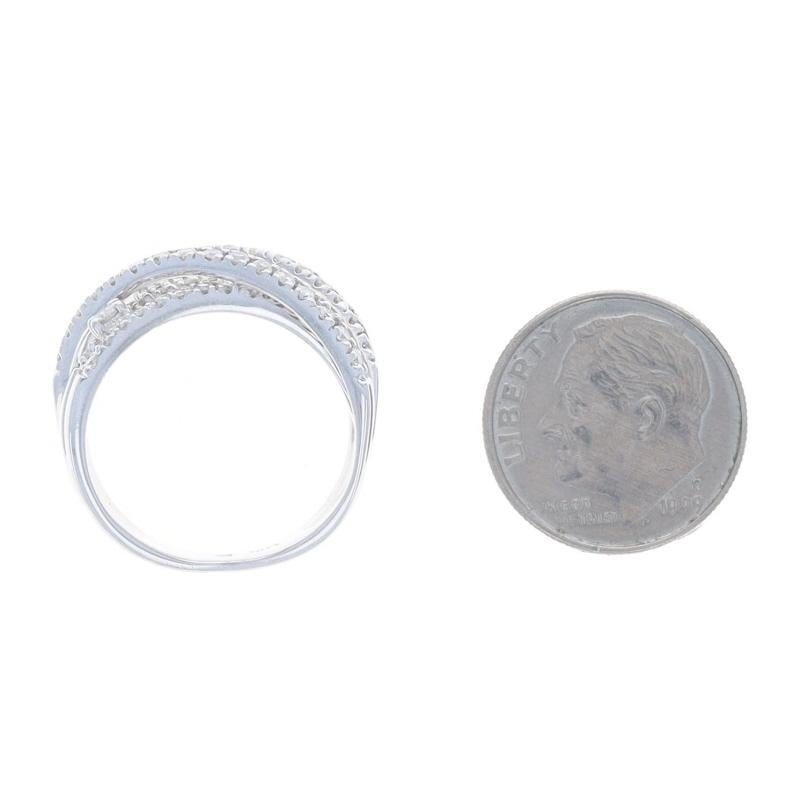 White Gold Diamond Crossover Band - 14k Round Brilliant 1.00ctw Ring For Sale 1