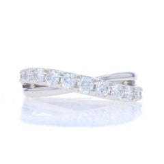 White Gold Diamond Crossover Band - 14k Round Brilliant 1.04ctw Ring