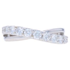 Bague croisée en or blanc 14 carats avec diamants ronds brillants de 1,04 carat