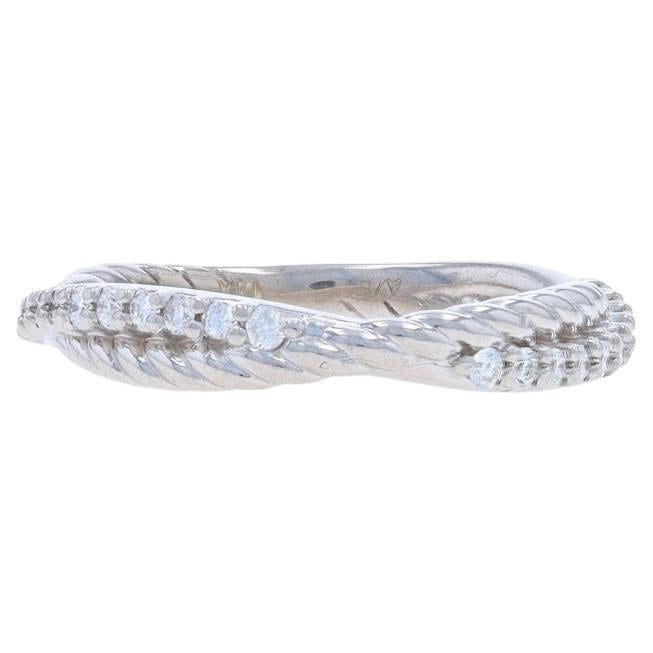 White Gold Diamond Crossover Band - 14k Round Brilliant .20ctw Nautical Ring
