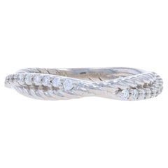 White Gold Diamond Crossover Band - 14k Round Brilliant .20ctw Nautical Ring
