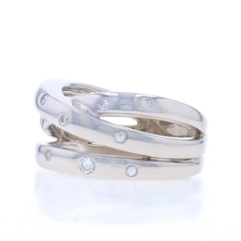 Fascia incrociata con diamanti in oro bianco - Anello con diamante tondo Brilliante 14k da 0,27 ct. In condizioni ottime in vendita a Greensboro, NC
