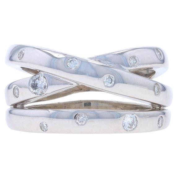 White Gold Diamond Crossover Band - 14k Round Brilliant .27ctw Ring