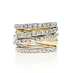 White Gold Diamond Crossover Band - 18k Round Brilliant .66ctw Ring Sz 6