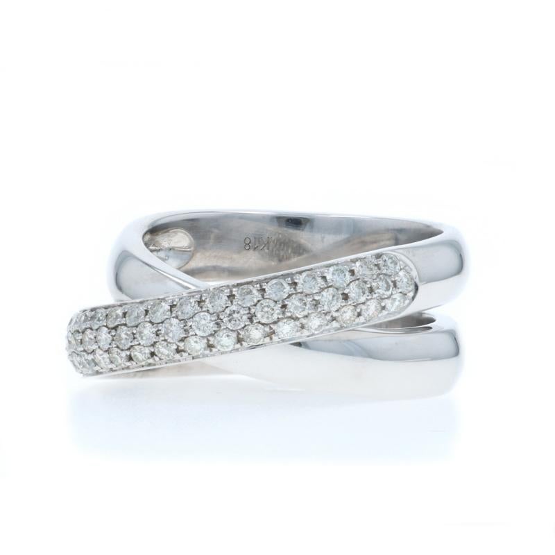 Weißgold Diamant Crossover Band 18k Runde Brillant .67ctw Ring SZ 6 3/4 im Zustand „Hervorragend“ im Angebot in Greensboro, NC