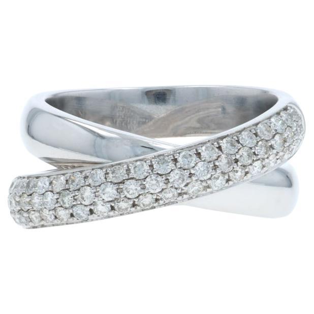 Weißgold Diamant Crossover Band 18k Runde Brillant .67ctw Ring SZ 6 3/4 im Angebot