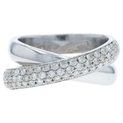 Weißgold Diamant Crossover Band 18k Runde Brillant .67ctw Ring SZ 6 3/4