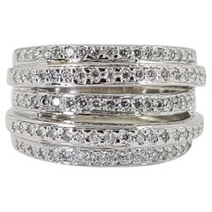 White Gold Diamond Crossover Band Ring