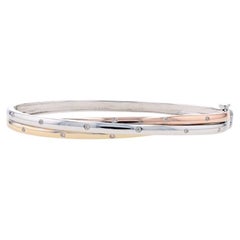 White Gold Diamond Crossover Bangle Bracelet - 14k Round Cut .12ctw Polka Dot