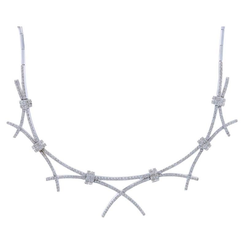 Collier à maillons croisés en or blanc 16" - 18k rond 2,86 ctw