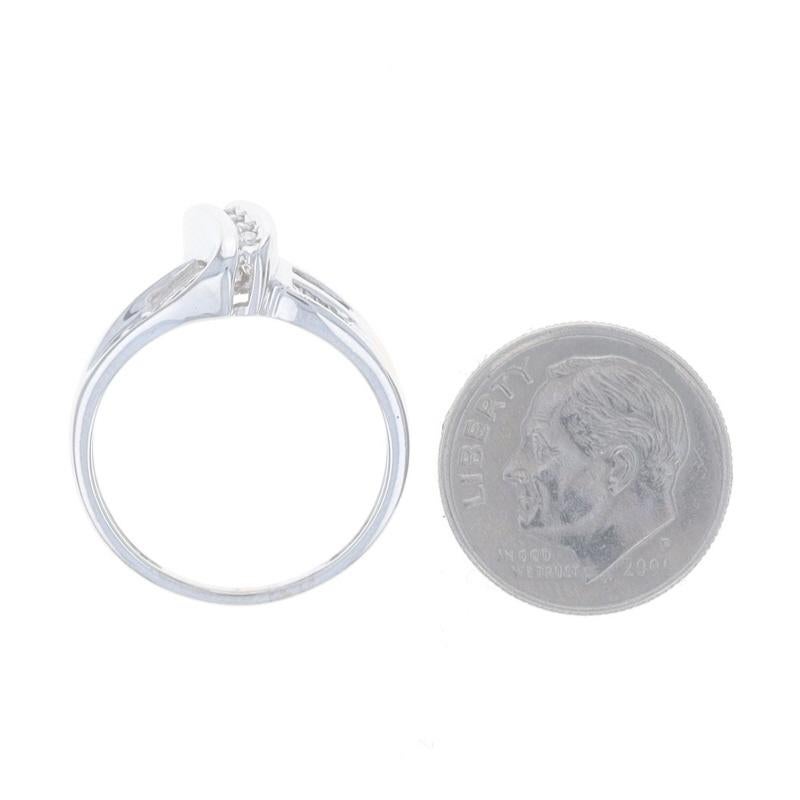 White Gold Diamond Crossover Ring - 10k Single Cut & Baguette .25ctw Ribbon For Sale 1