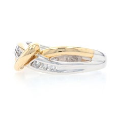 White Gold Diamond Crossover Ring, 14k Round Brilliant Cut .13ctw