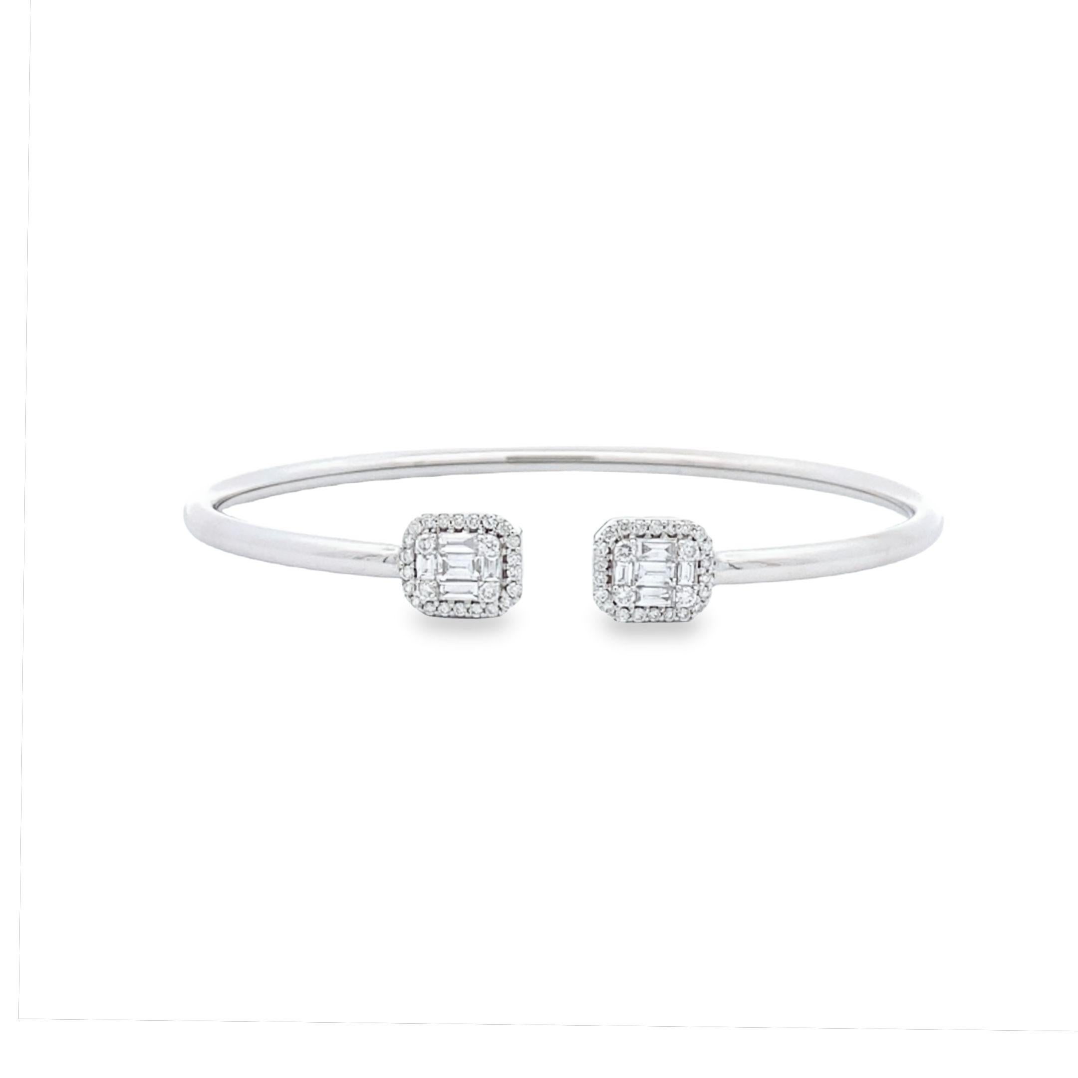 Maurice Fine Jewelry - Weißgold Diamant-Manschettenarmreif (Baguetteschliff) im Angebot
