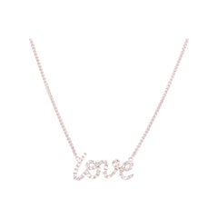 White Gold Diamond Cursive "love" Necklace
