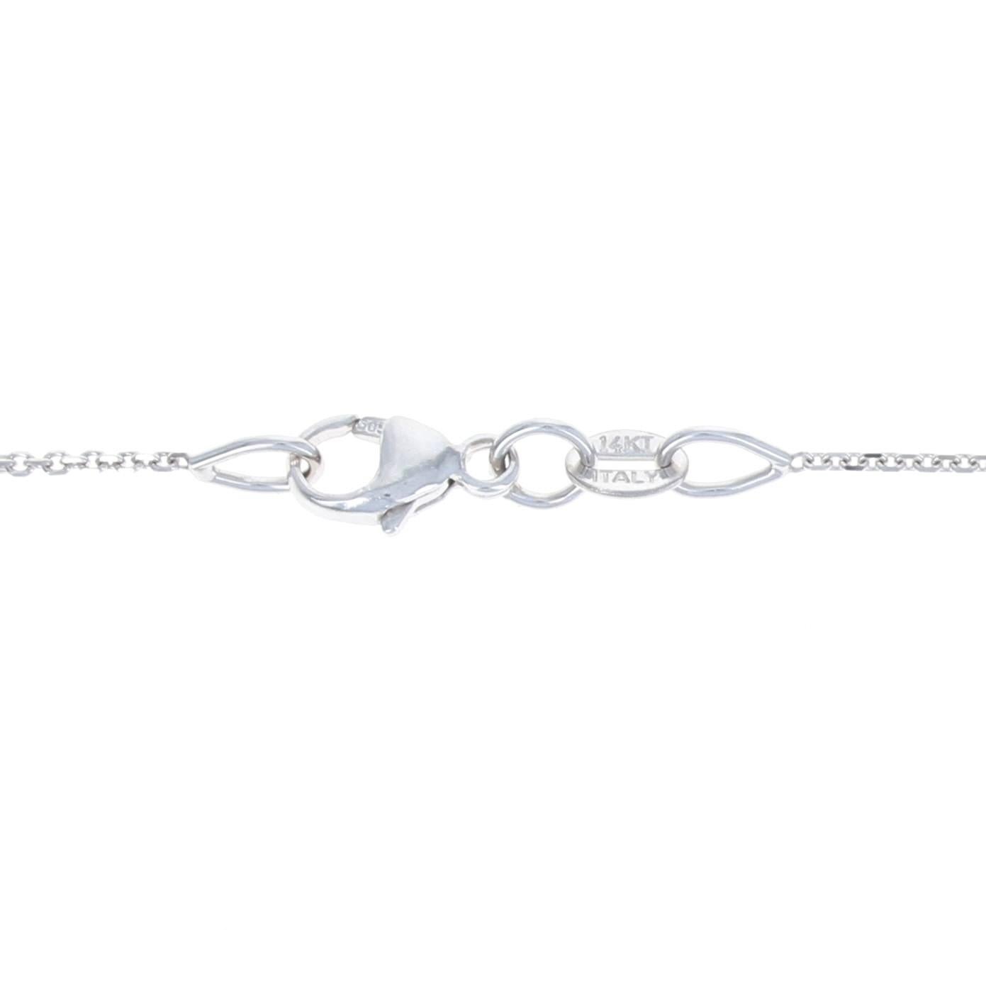 Women's White Gold Diamond Curved Bar Necklace, 14k Round Brilliant .30 Carat Adjustable